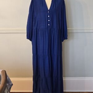 J. Jill Deep Blue Maxi Dress with Button Detail